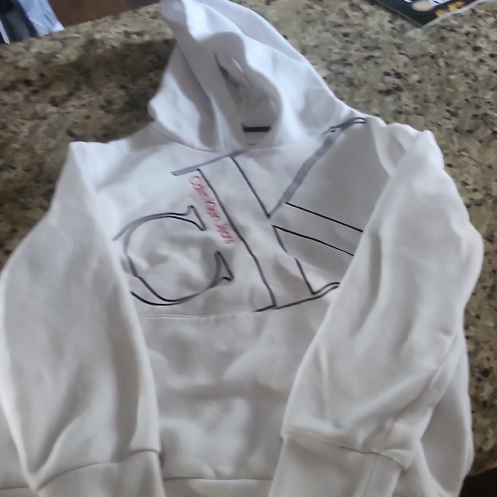 Calvin Klein Kids White CK Logo Hoodie